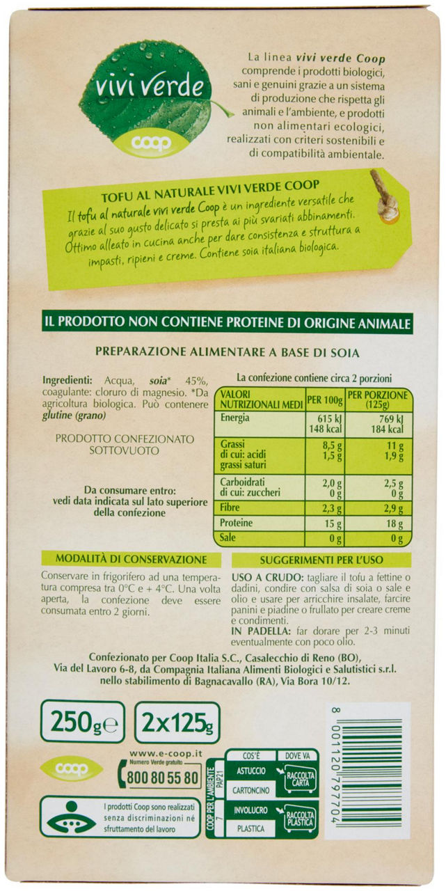 tofu al naturale Biologico Vivi Verde 2 x 125 g - 2