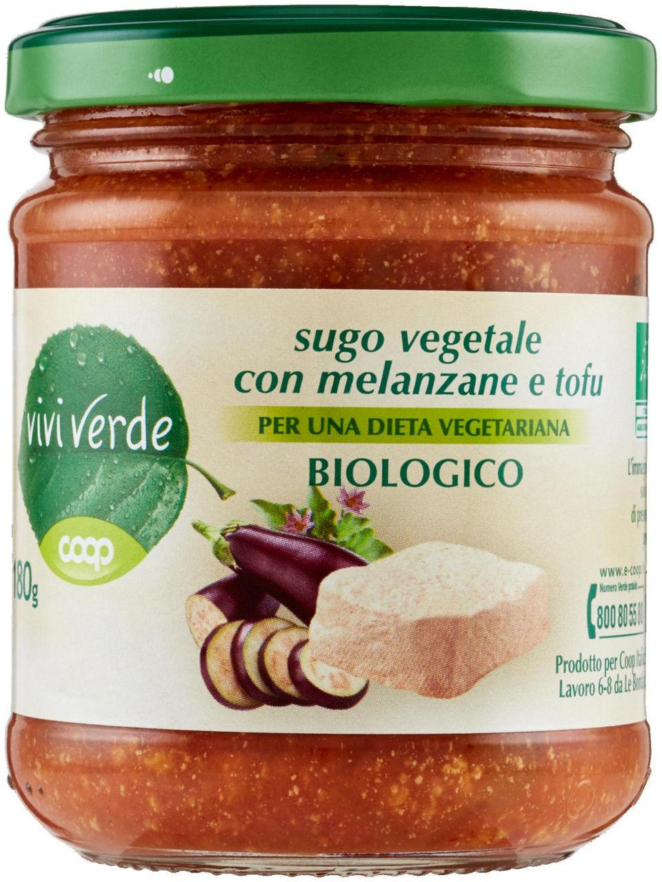 sugo vegetale con melanzane e tofu Biologico Vivi Verde 180 g - 0