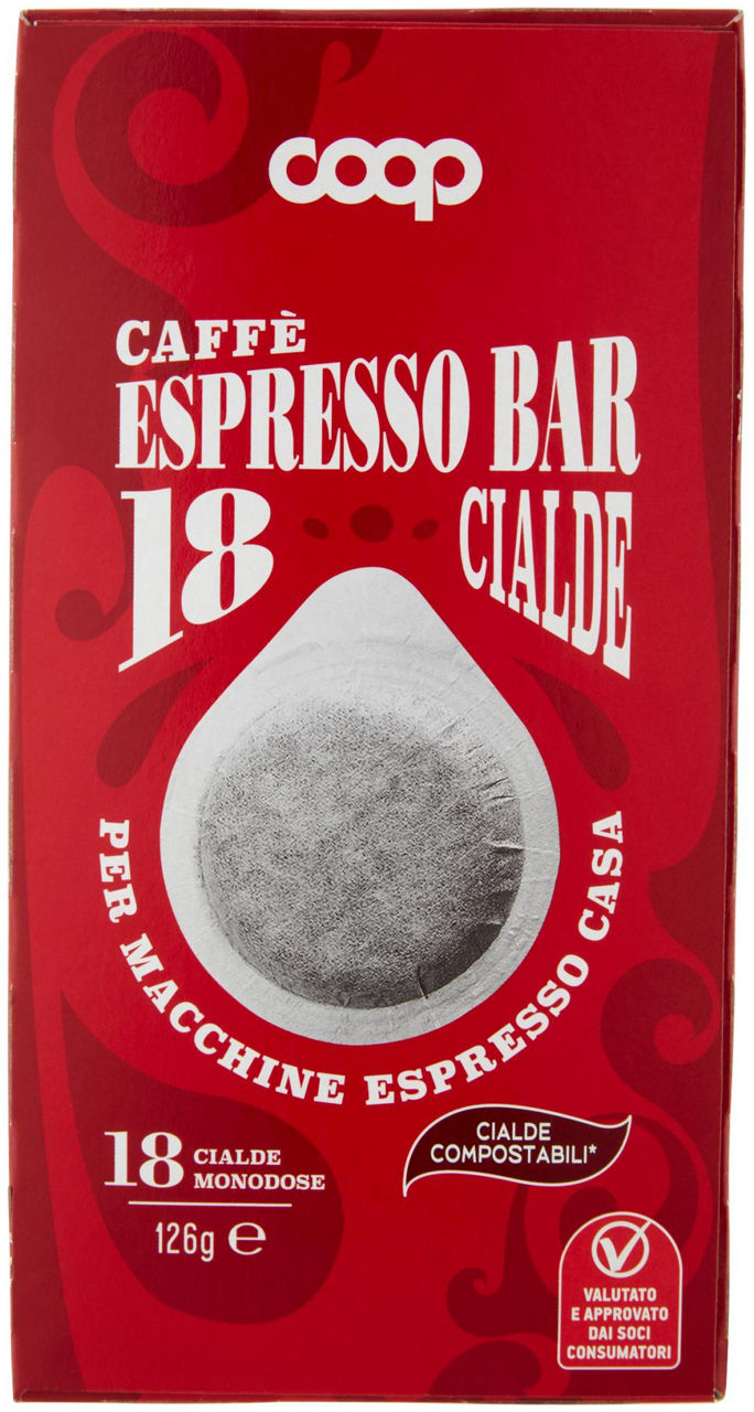 Caffe' in cialde coop per macchina espresso 18 cialde g 126