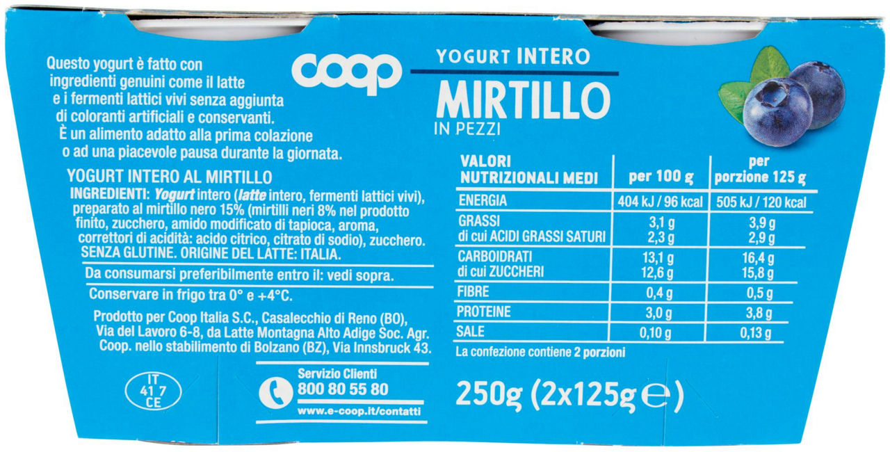 YOGURT INTERO MIRTILLO COOP G 125X2 - 2