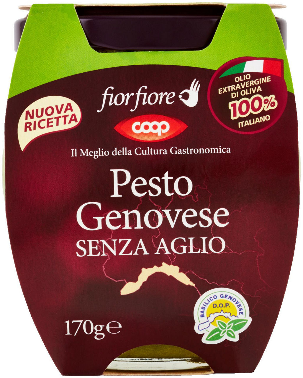 Pesto genovese fior fiore coop senza aglio vasetto vetro g 170