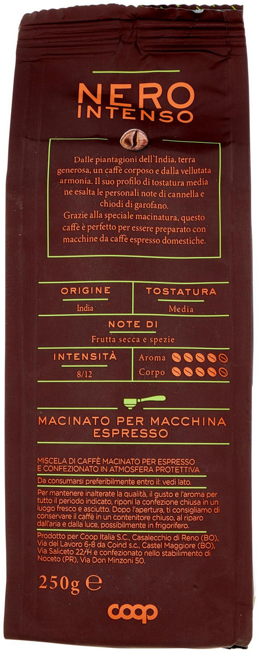CAFFE' MACINATO ESPRESSO COOP INTENSITA' 8/12 INDIA 80% ARABICA SOFT PACK G 250 - 2
