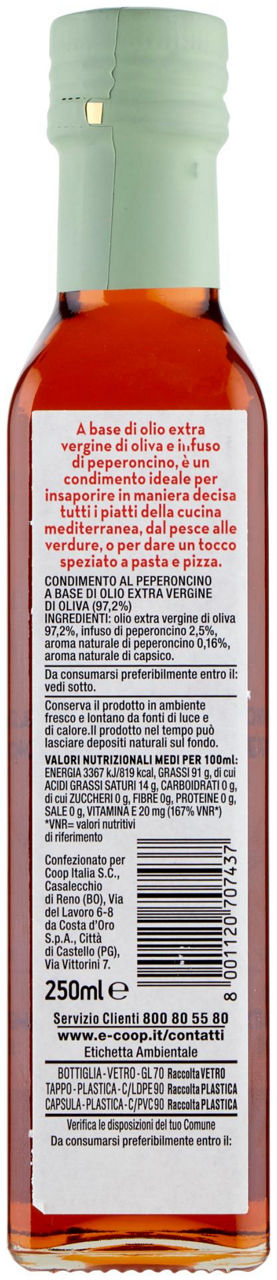 CONDIMENTO A BASE DI OLIO EXTRAVERGINE DI OLIVA AROMAT. AL PEPERONC.COOP ML 250 - Immagine 21