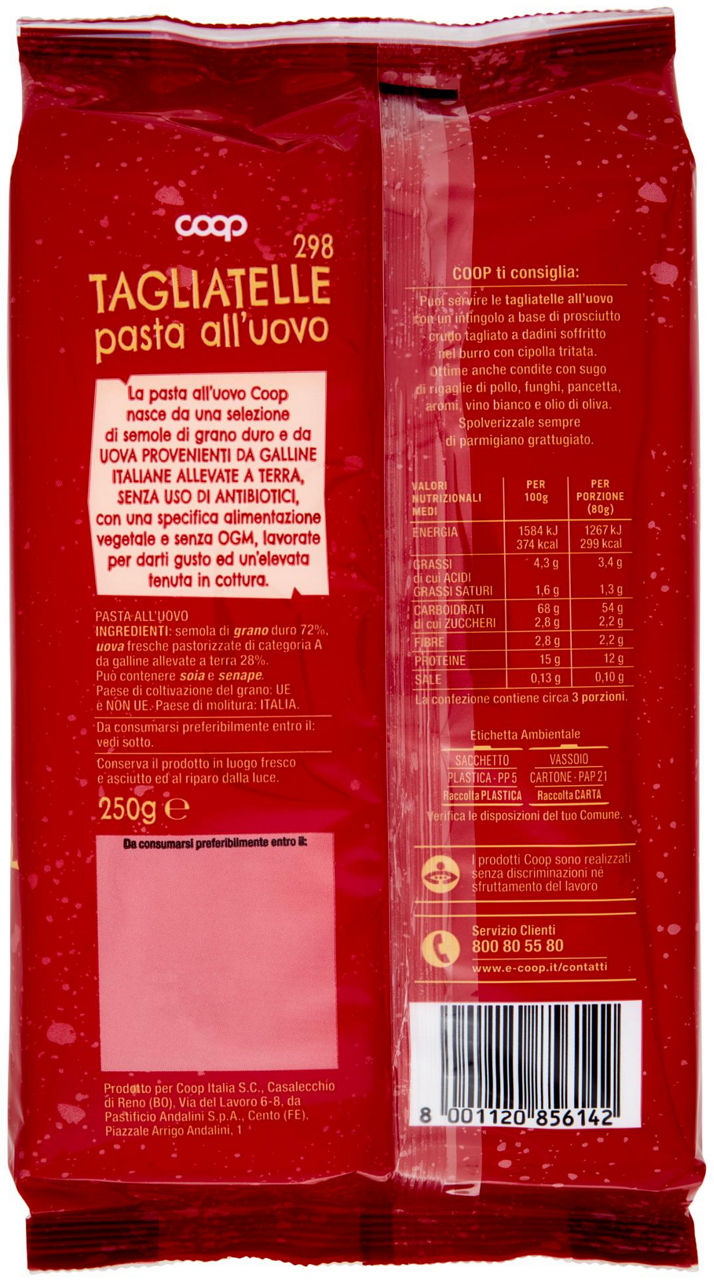 TAGLIATELLE UOVO N.298 COOP S/USO DI ANTIBIOTICI VASC.G 250 - Immagine 21