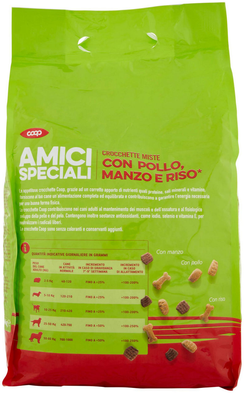 CROCCHETTE CANE POLLO/MANZO/RISO AMICI SPECIALI COOP SACCO KG.4 - 2