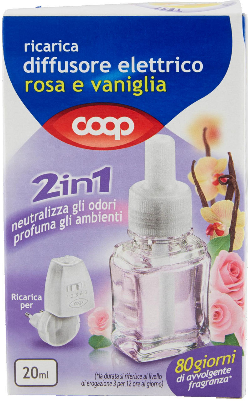 Ricarica coop 2in1 per diffusore elettrico rosa e vaniglia scatola ml20