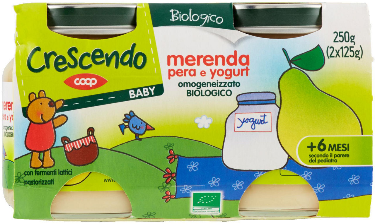 Merenda pera e yogurt omogeneizzato biologico 2 x 125 g