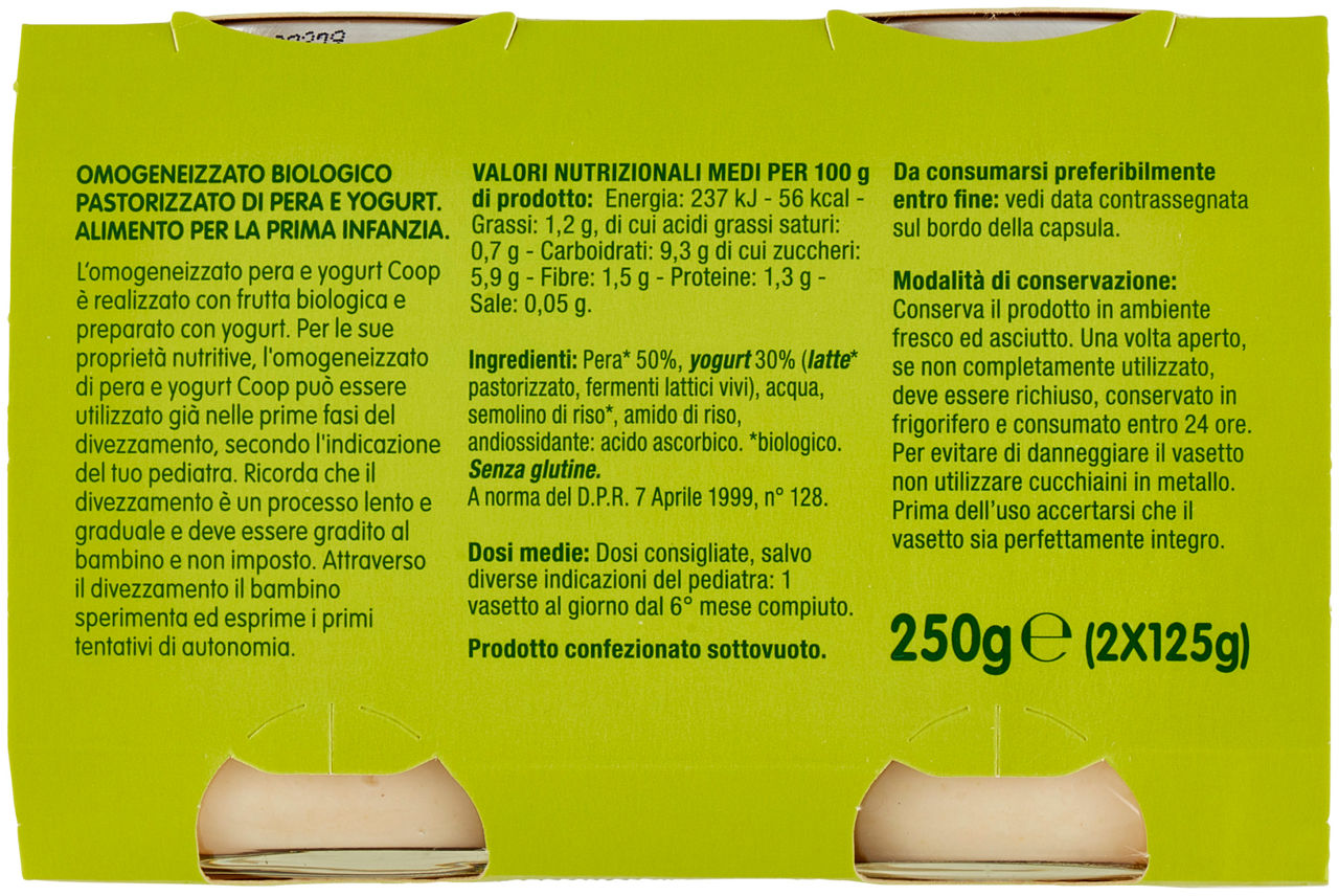 merenda pera e yogurt omogeneizzato Biologico 2 x 125 g - Immagine 21