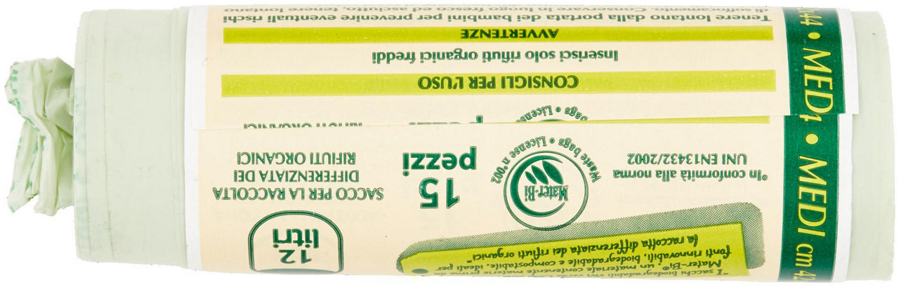 sacchi per rifiuti umidi Biodegradabili Medi cm 42x44 15 pz Vivi Verde - 2
