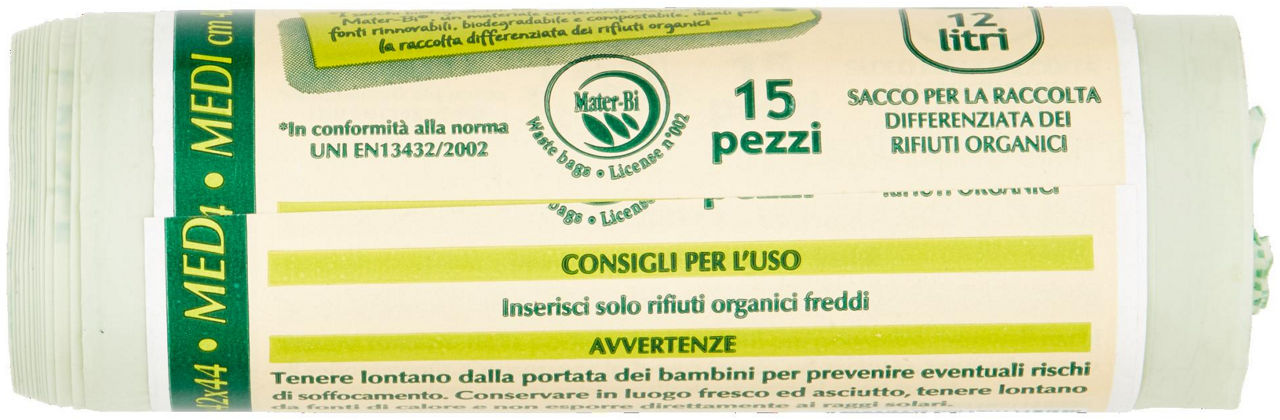 sacchi per rifiuti umidi Biodegradabili Medi cm 42x44 15 pz Vivi Verde - 5