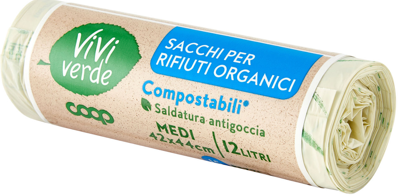 sacchi per rifiuti umidi Biodegradabili Medi cm 42x44 15 pz Vivi Verde - 6