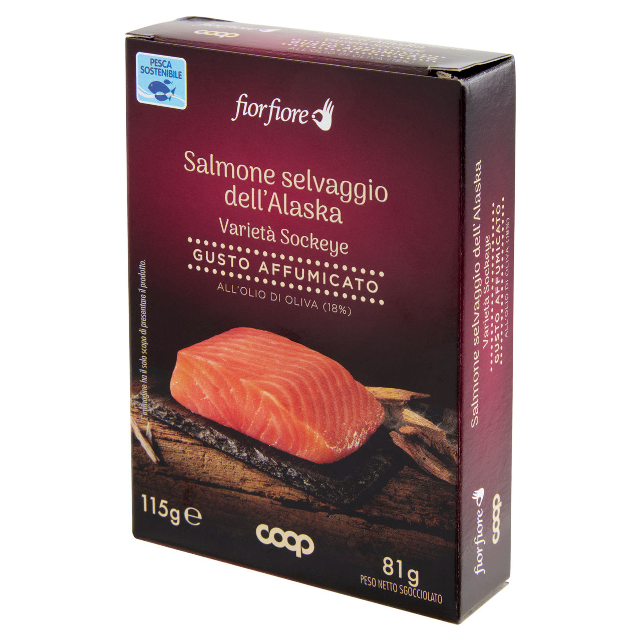 FILETTI DI SALMONE SELVAGGIO ALASKA SOCKEYE AFFUMICATO O.O FIORFIORE COOP GR.115 - Immagine 61