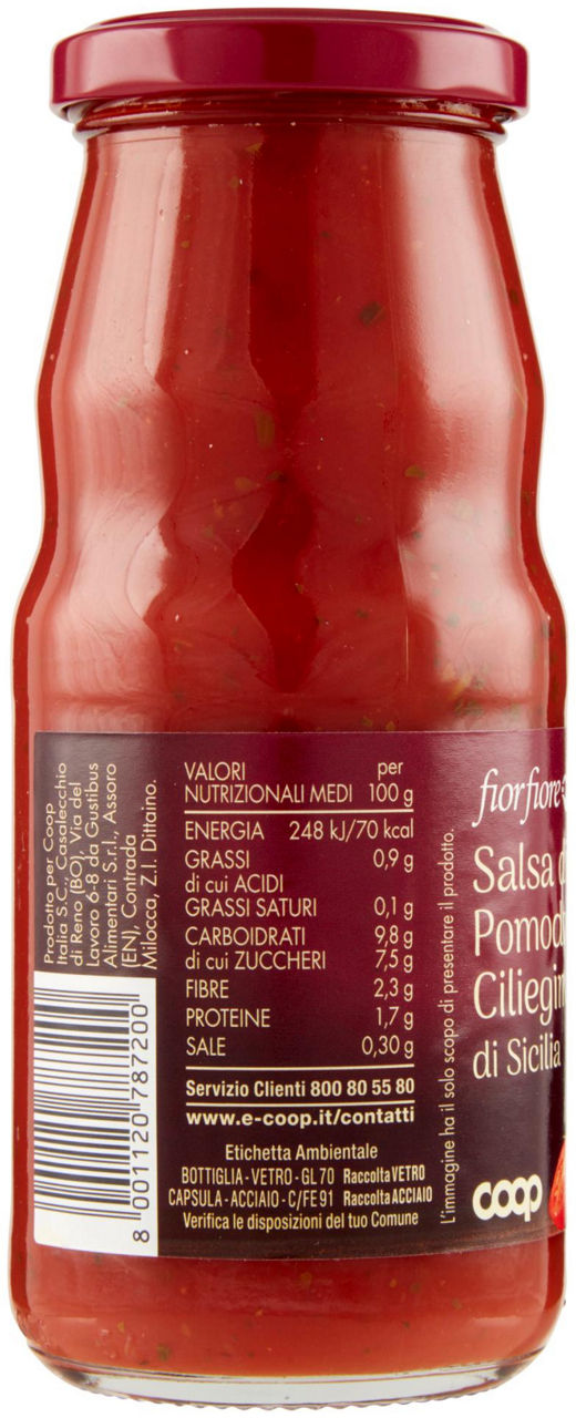 SALSA DI POMODORINO CILIEGINO DI SICILIA FIOR FIORE COOP BTG G350 - Immagine 11