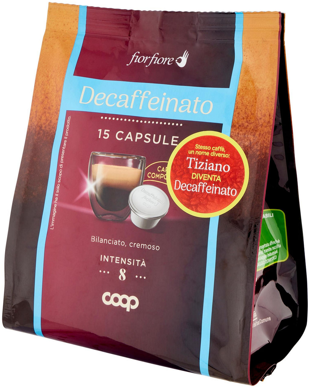 CAFFE' DECAFFEINATO IN CAPSULE COMPOSTABIL "TIZIANO" FIOR FIORE COOP PZ 15 G 95 - 6