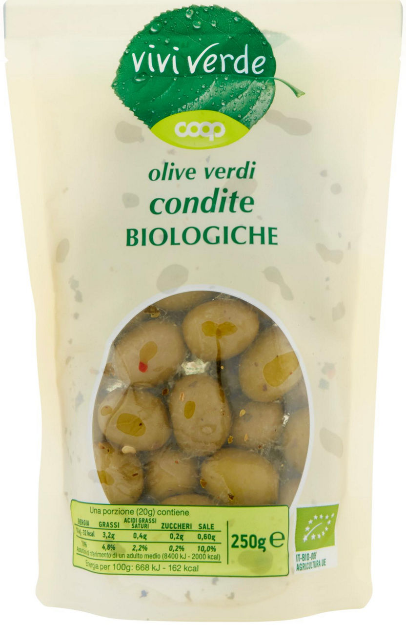 Olive verdi condite biologiche vivi verde 250 g