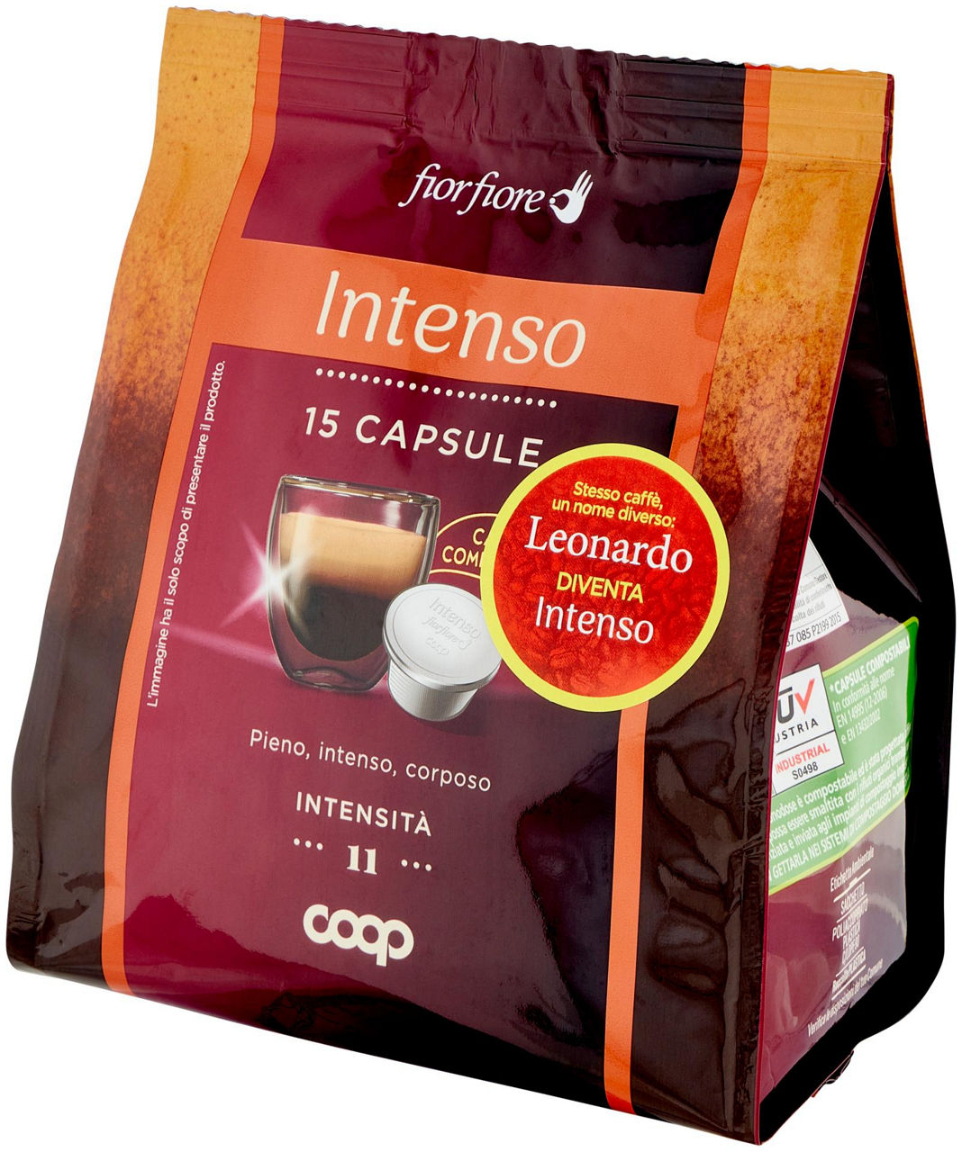 CAFFE' INTENSO IN CAPSULE COMPOSTABILI "LEONARDO" FIOR FIORE COOP PZ 15 G 95 - 6