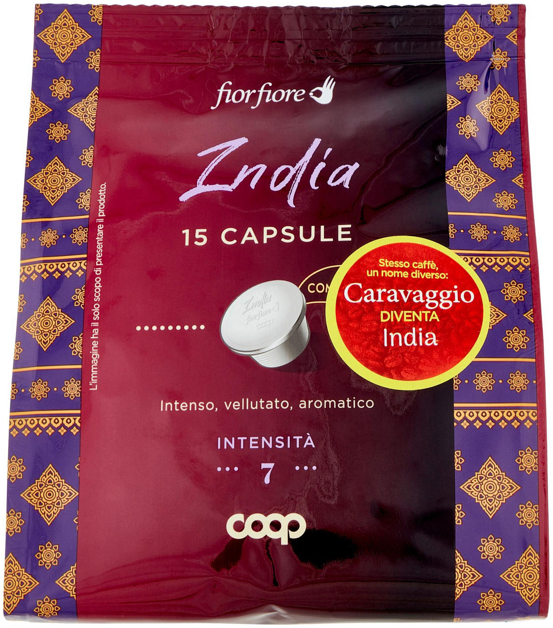Caffe' india in capsule compostabili "caravaggio" fior fiore coop pz15 g 95