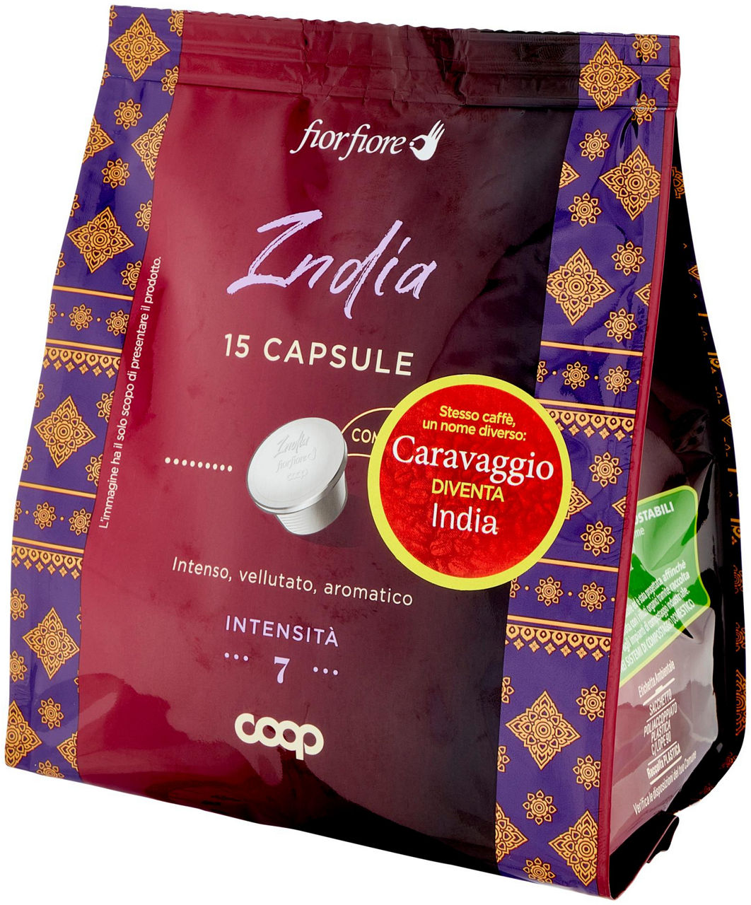 CAFFE' INDIA IN CAPSULE COMPOSTABILI "CARAVAGGIO" FIOR FIORE COOP PZ15 G 95 - 6