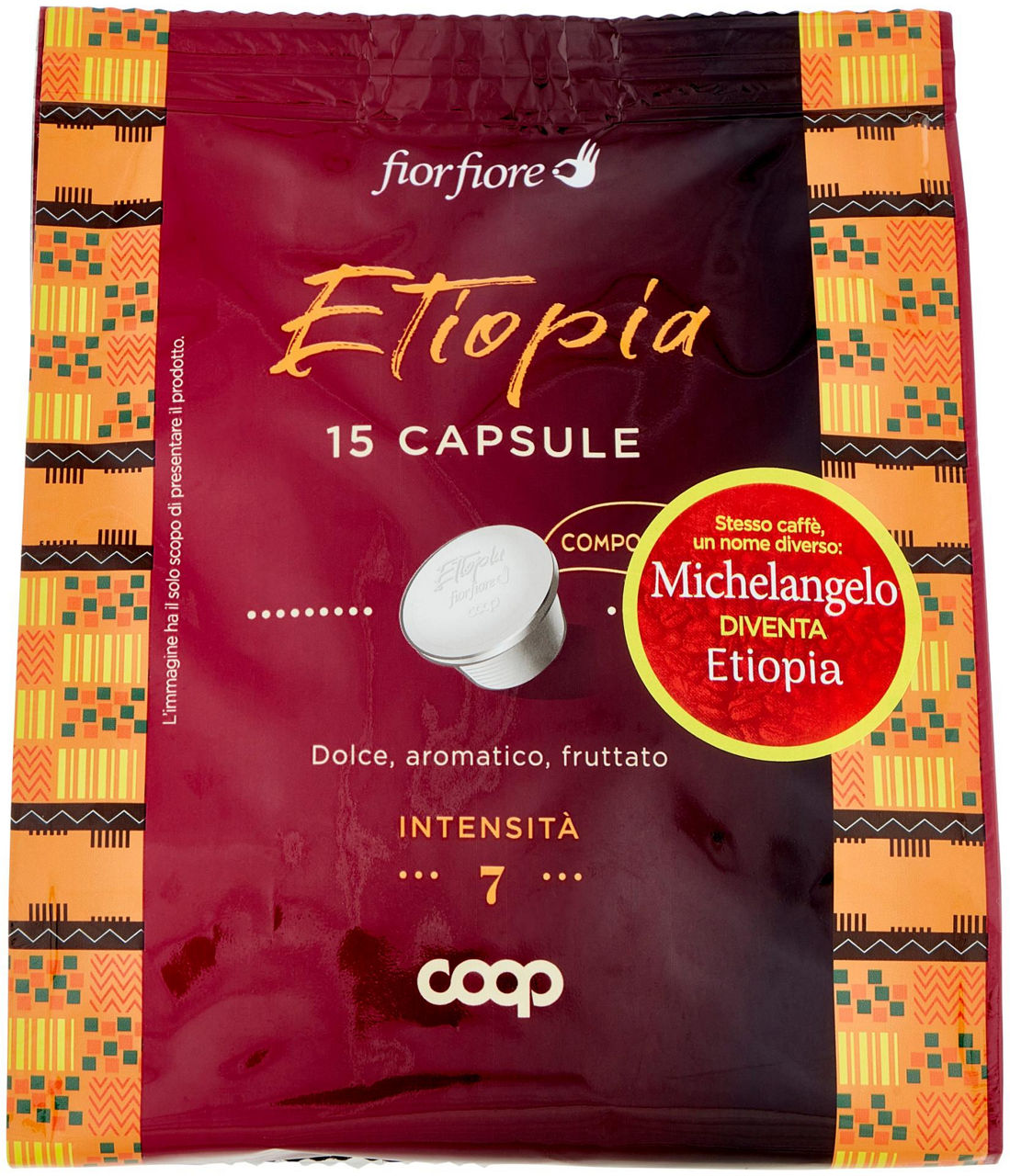 Caffè caps.compost.or.etiopia arabica100%"michelangelo"fior fiore coop 15pz g 95