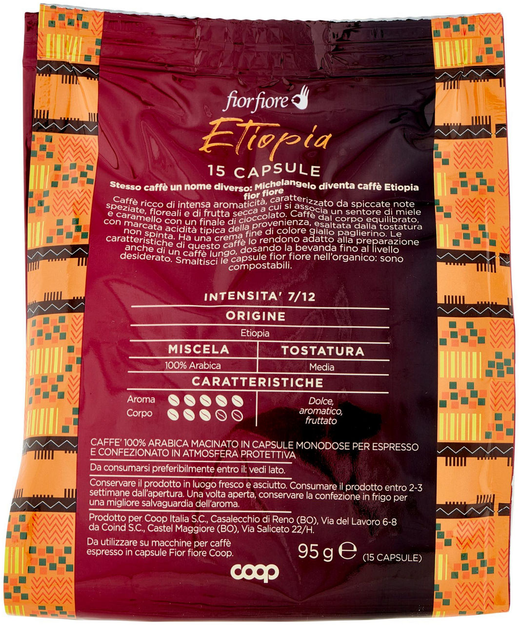CAFFÈ CAPS.COMPOST.OR.ETIOPIA ARABICA100%"MICHELANGELO"FIOR FIORE COOP 15PZ G 95 - 2
