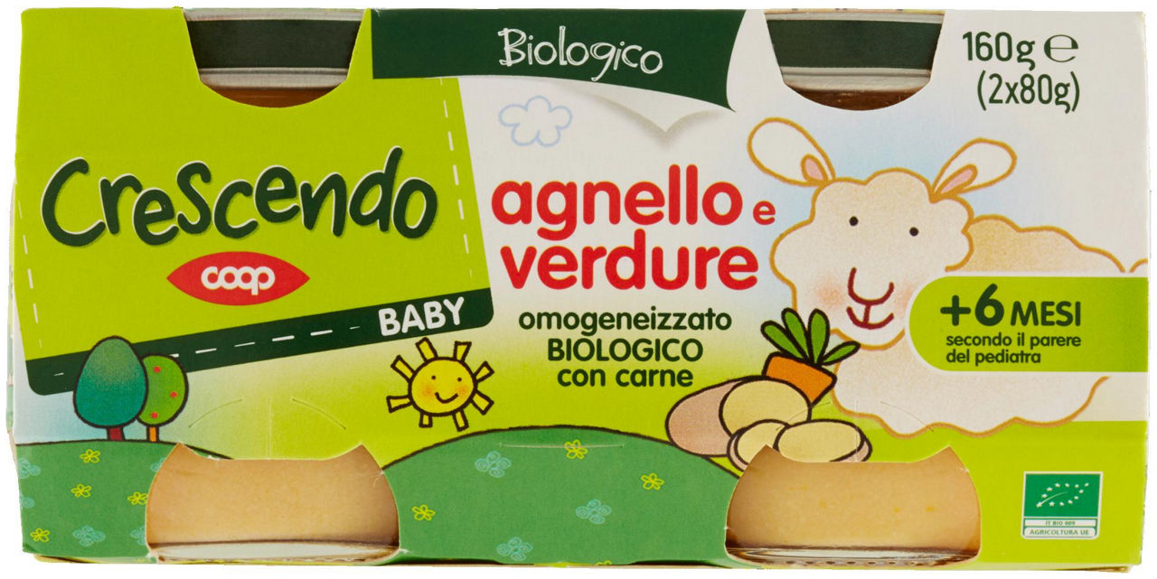 Baby agnello e verdure omogeneizzato Biologico con carne 2 x 80 g - 0