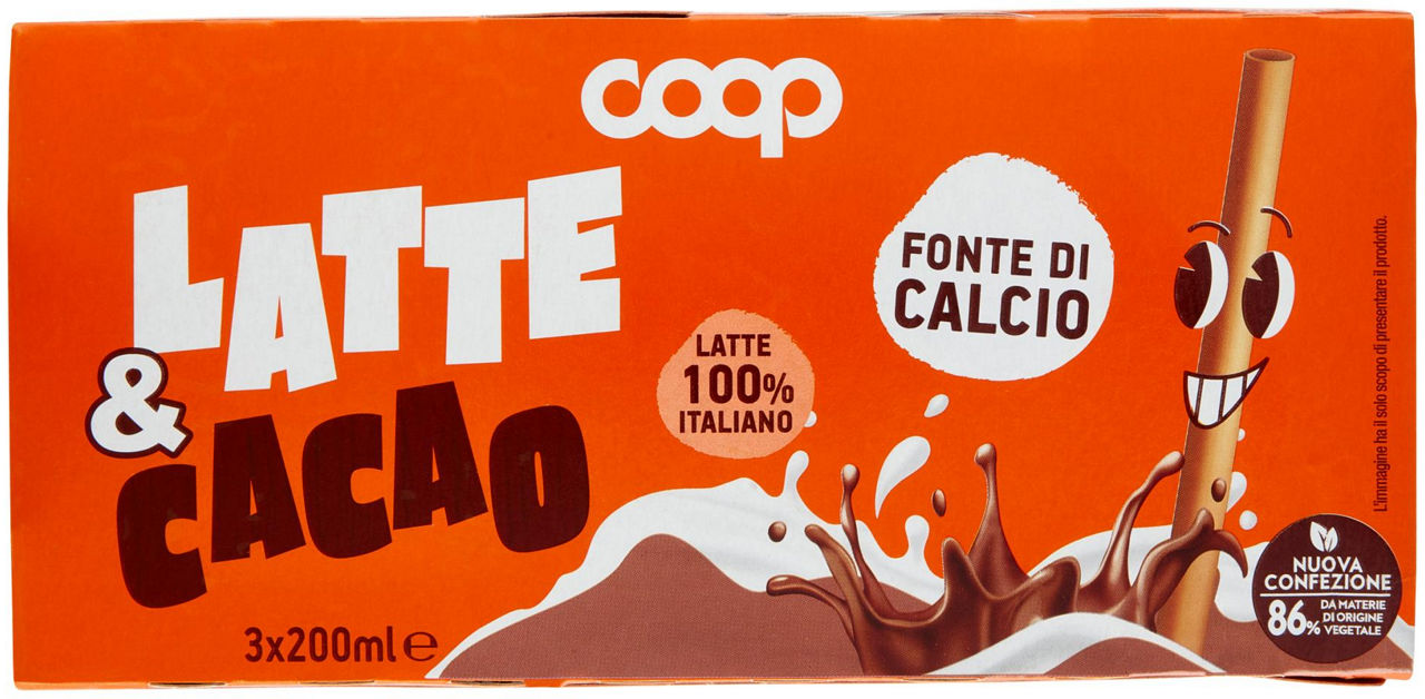 Latte aromatizzato al cioccolato 100% italiano coop ml 200x3