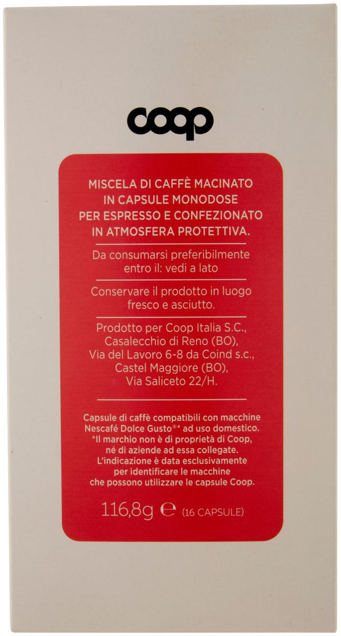 CAFFE' CAPSULE COMPATIBILI DOLCE GUSTO COOP MISCELA CLASSICA PZ 16X7,3G G116,8 - 2