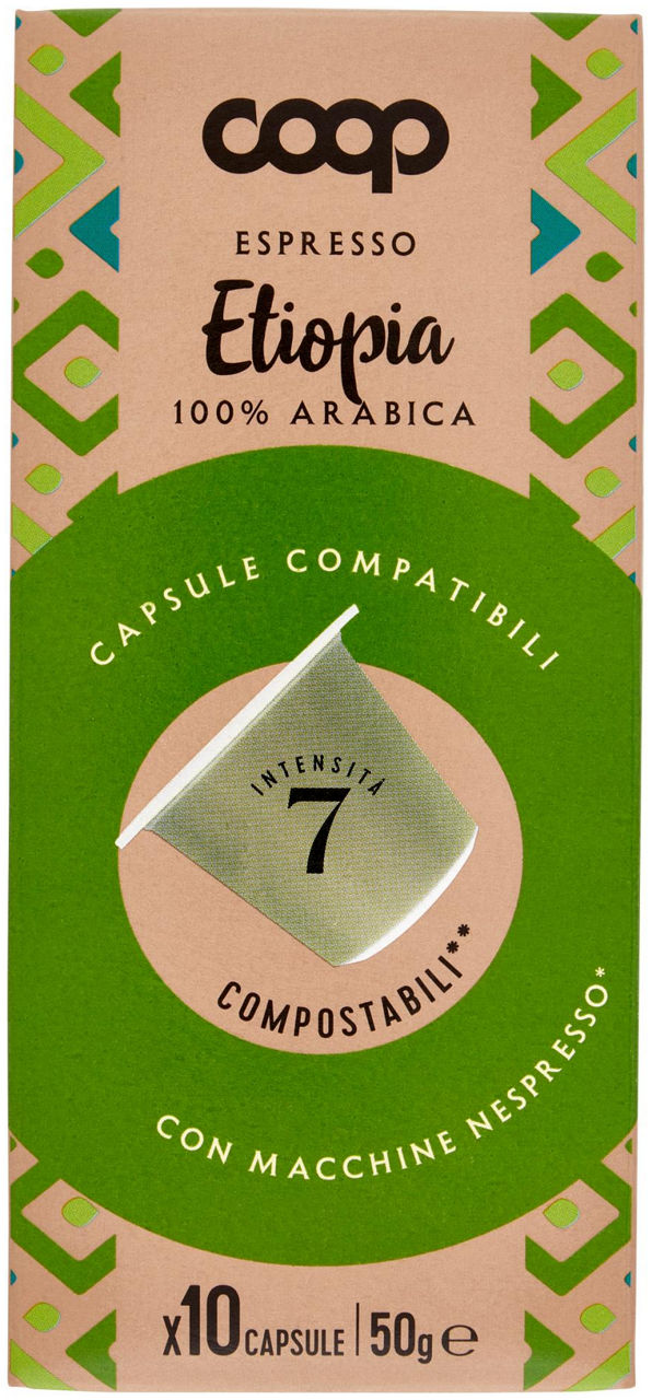 Caffe' capsule compostabili compatibili nespresso coop etiopia pz 10x5g g50