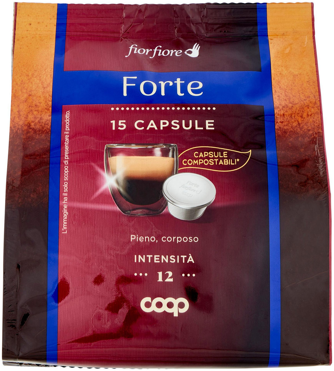 Caffe' capsule compostabili fior fiore coop forte pz 15x6,3g astuccio g 95