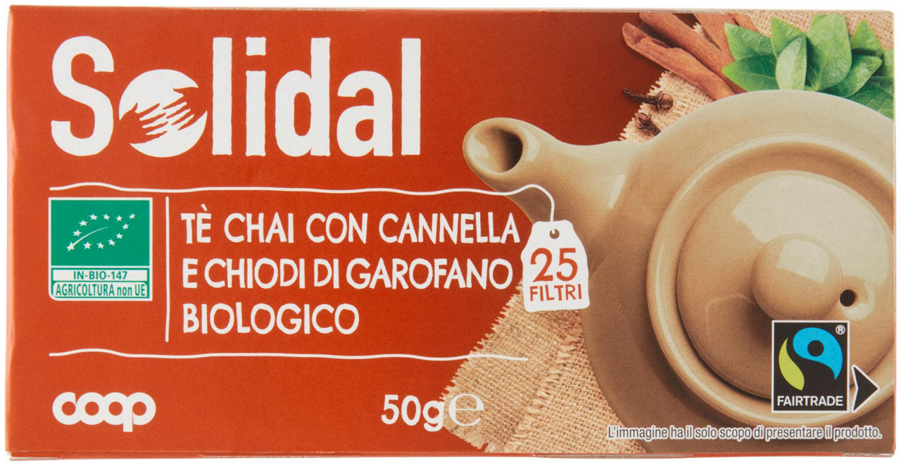 Te' nero chai cannella e chiodi di garofano bio solidal coop fair trade 25f g 50