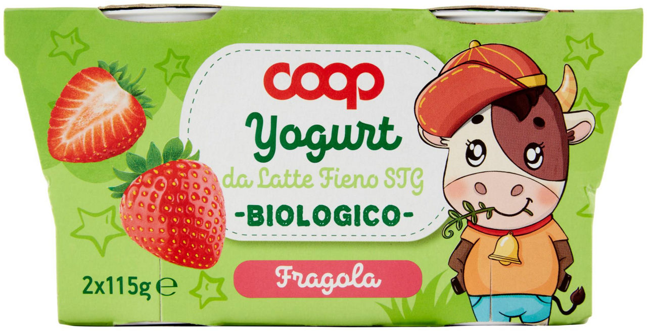 Yogurt infanzia con latte fieno bio fragola coop 2x115g