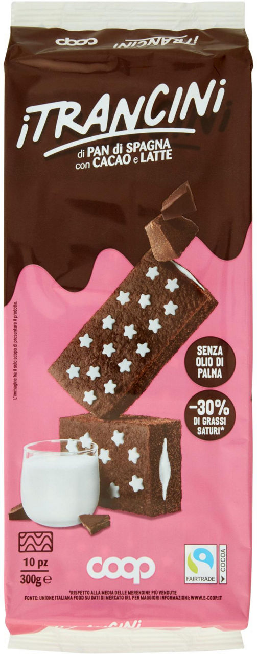 Trancino al cacao con farcitura al latte coop vaschetta pz. 10 gr. 300