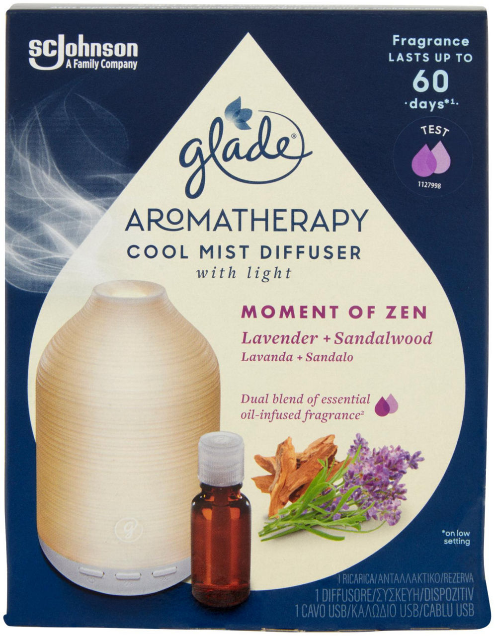 Deodorante amb.elettr.glade aromatherapy base+ricarica moment of zen ml 17 pz.1