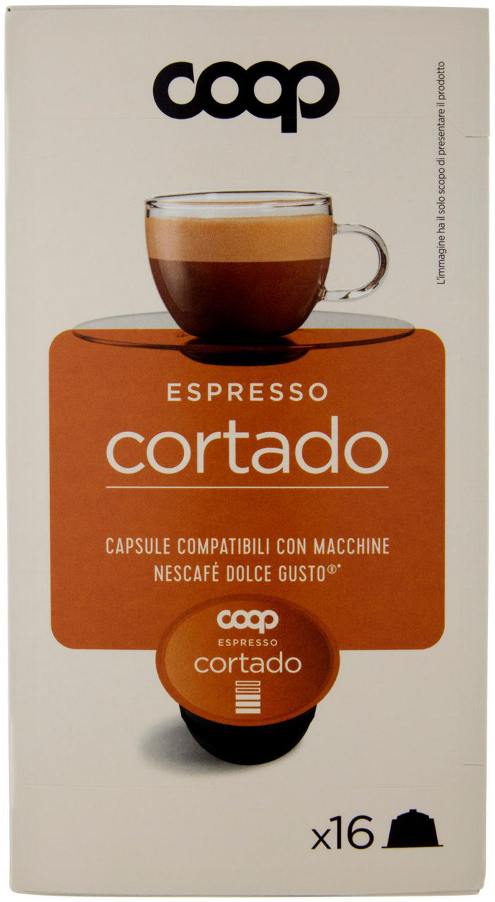 Caffe' capsule compatibili dolce gusto coop miscela cortado pz 16x6,3g g100,8