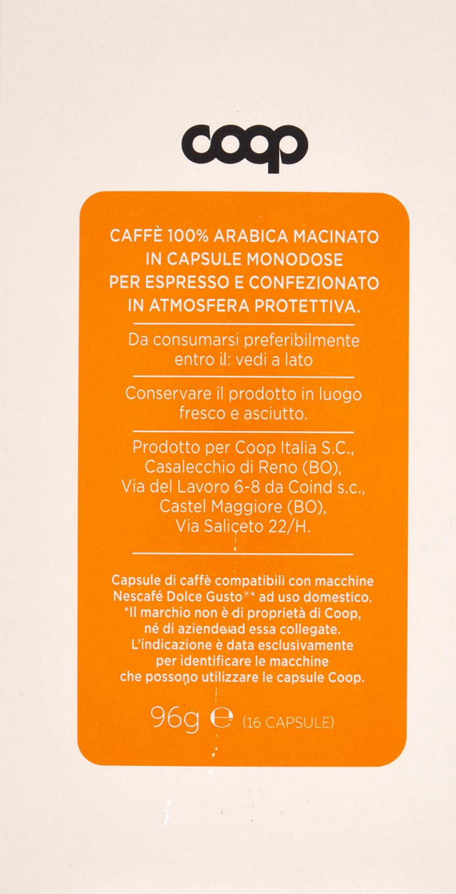 CAFFE' CAPSULE COMPATIBILI DOLCE GUSTO COOP MISCELA ARABICA PZ 16X6 G G 96 - 2