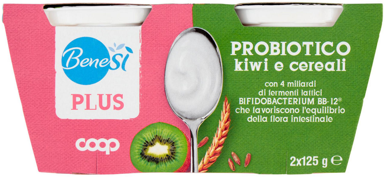 Probiotico kiwi e cereali 4 mld di fl benesì coop g125 x2