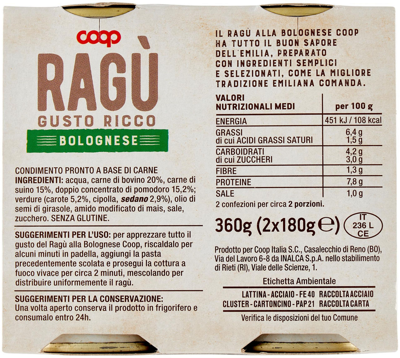 RAGU' ALLA BOLOGNESE COOP G180X2 - Immagine 21