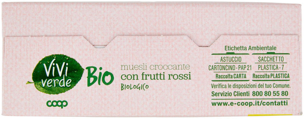 MUESLI GRANOLA CON FRUTTI ROSSI BIO VIVI VERDE COOP SCATOLA G 300 - Immagine 41