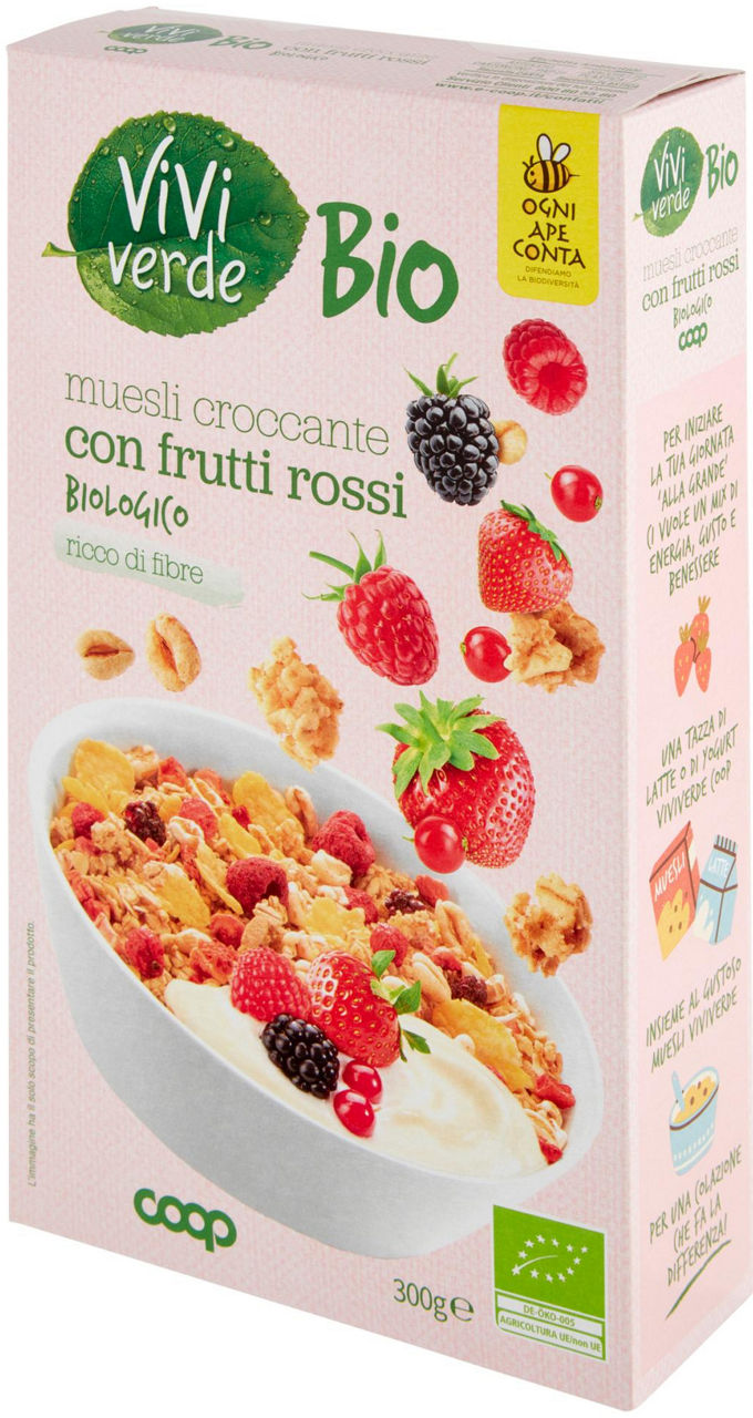 MUESLI GRANOLA CON FRUTTI ROSSI BIO VIVI VERDE COOP SCATOLA G 300 - 6