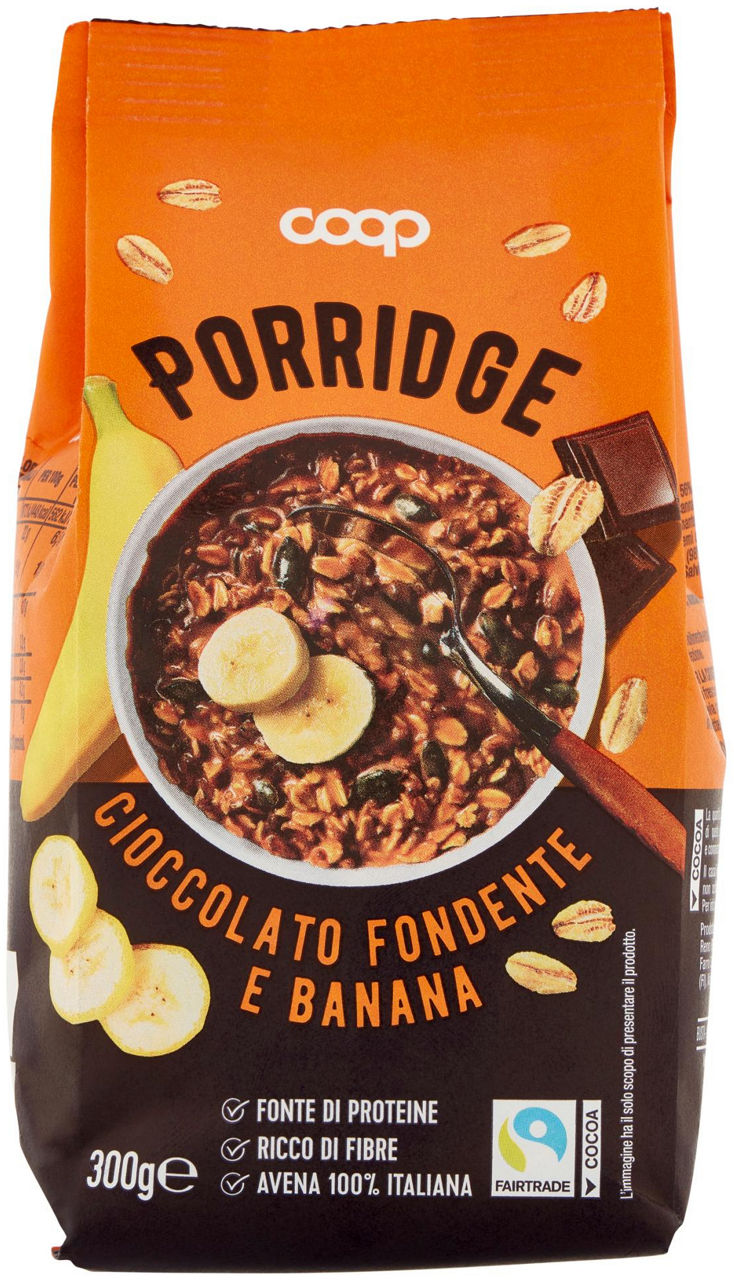 Porridge proteico integrale c/cioccolato fondente e frutta coop sacchetto g 300