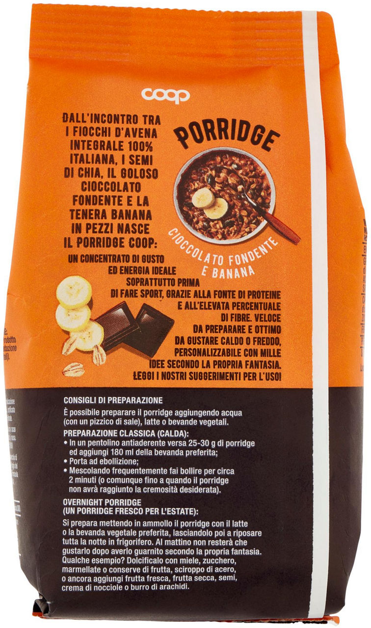 PORRIDGE PROTEICO INTEGRALE C/CIOCCOLATO FONDENTE E FRUTTA COOP SACCHETTO G 300 - Immagine 21