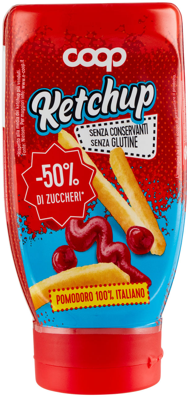Ketchup 50% in meno di zucchero squeeze coop g280
