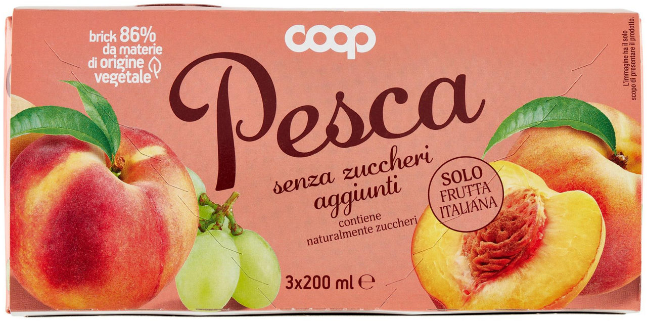 Succo pesca senza zuccheri aggiunti COOP 3 X 200 ML - Coop Shop