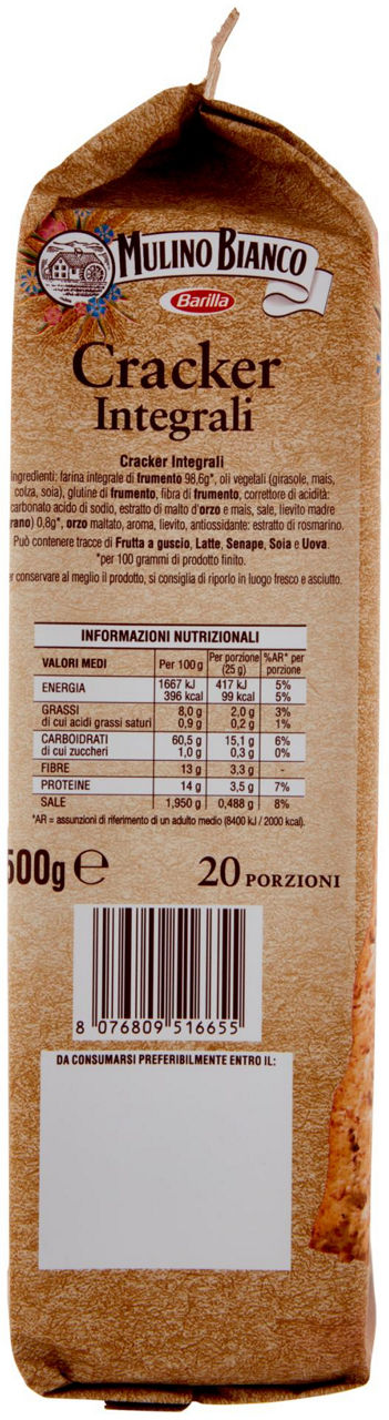 CRACKERS INTEGRALI SFOGLIA DI GRANO  MULINO BIANCO  INCARTO GR.500 - Immagine 11