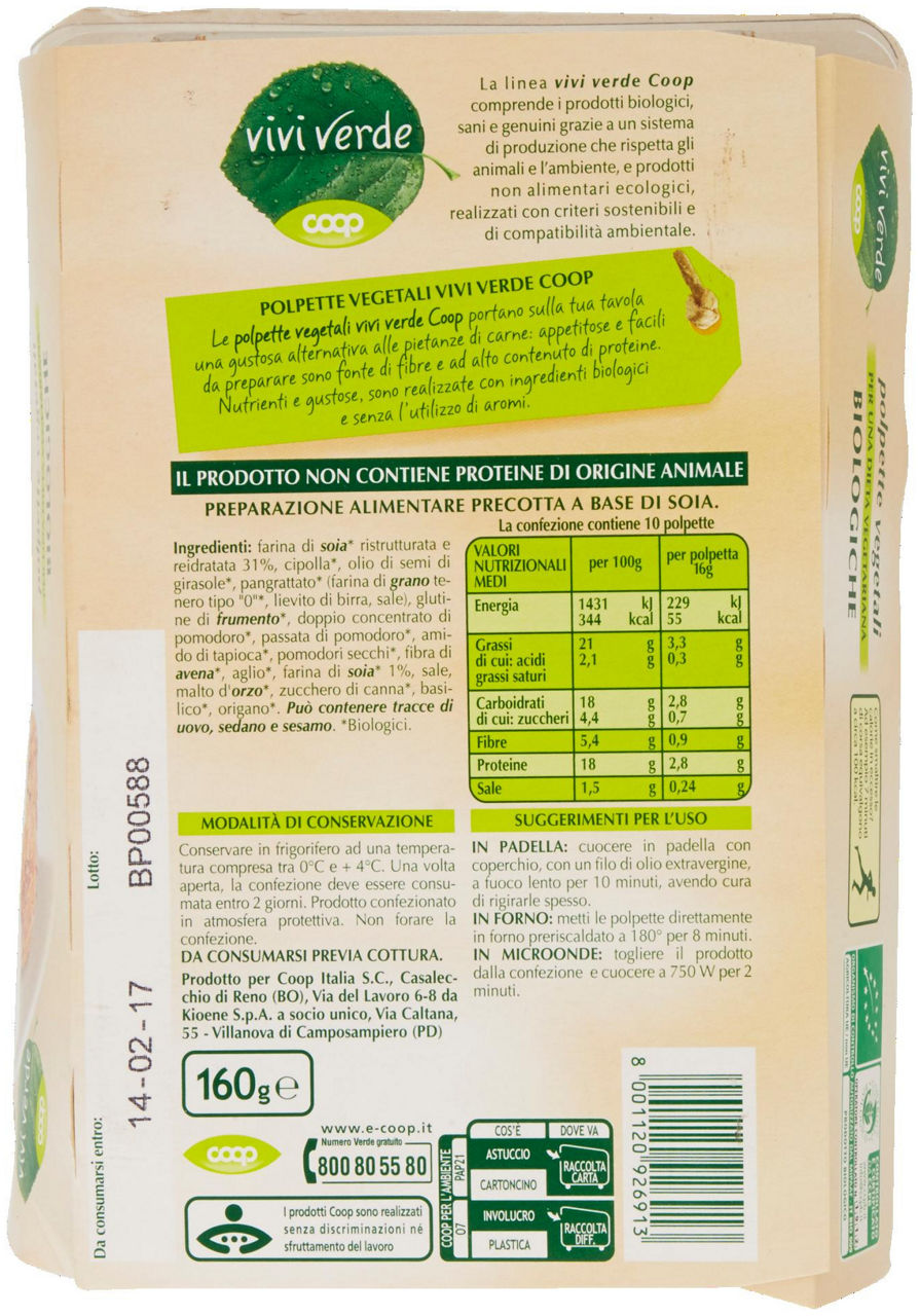 polpette vegetali Biologiche Vivi Verde 10 x 16 g - 2