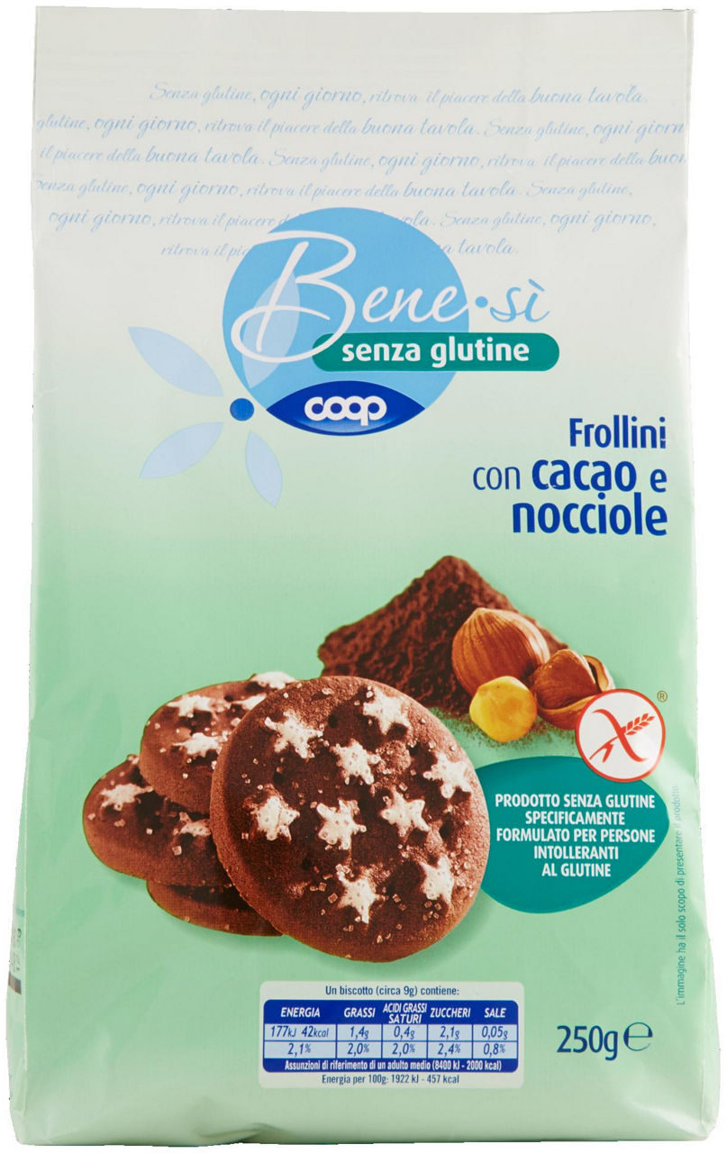 Biscotti Frollini con cacao e nocciola senza glutine 250G - 0