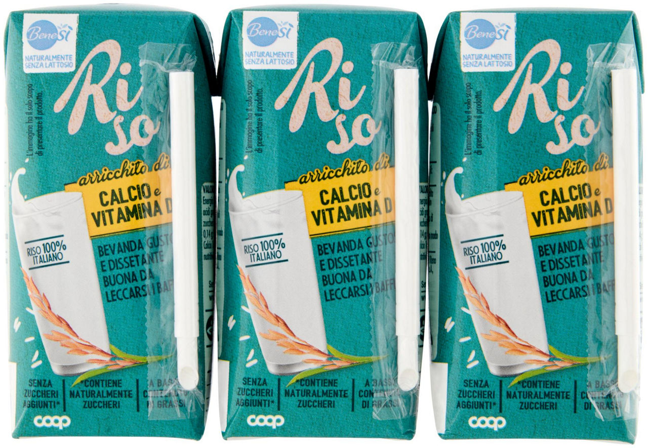Bevanda di riso calcio e vitamine benesi’ coop cluster brick ml 200 x 3