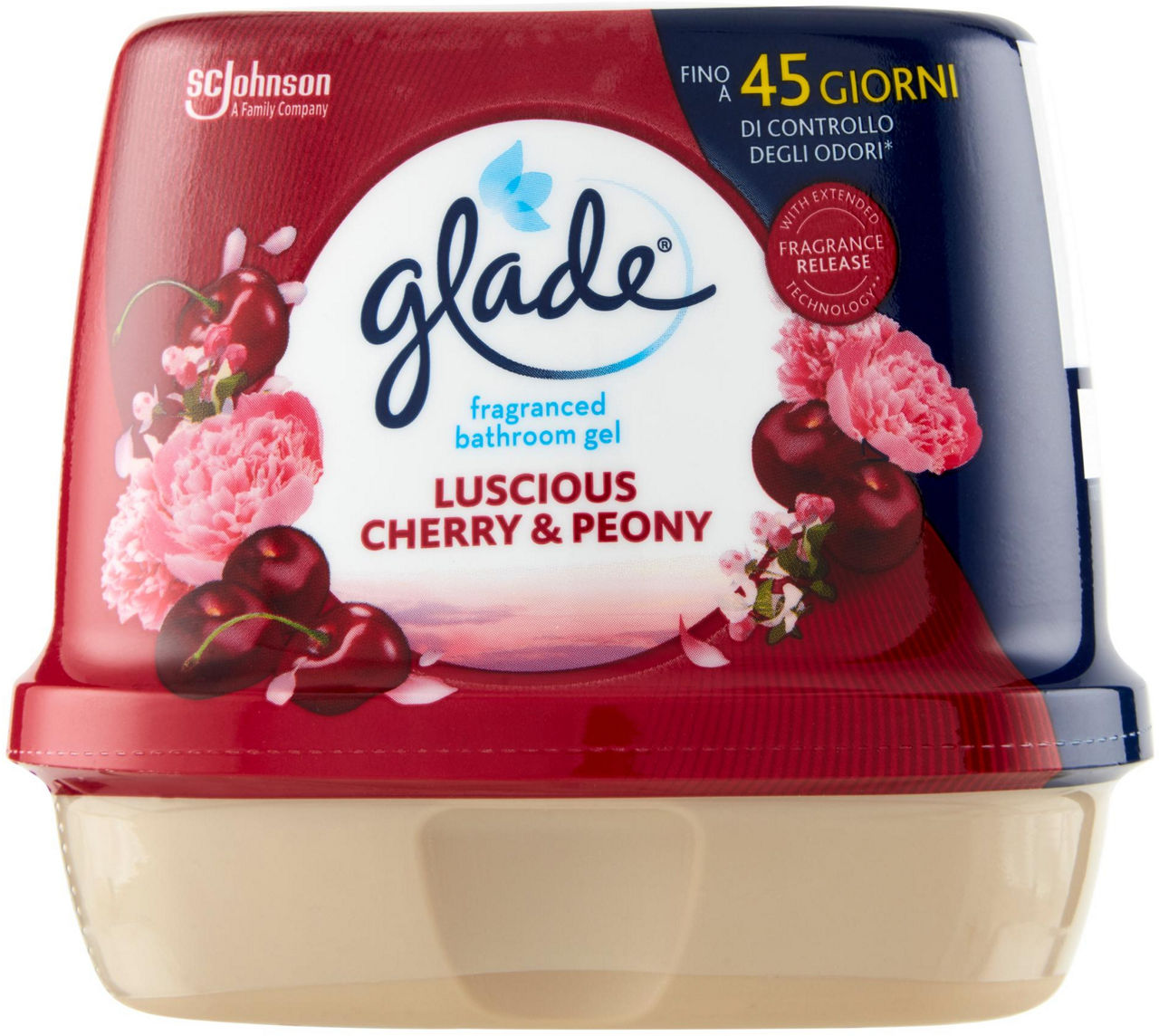 Deodorante ambiente bagno glade fragranced gel peony & cherry gr 180 pz.1