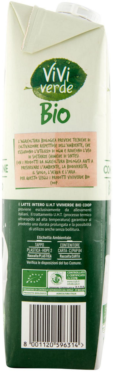 latte UHT Biologico Intero Vivi Verde 1 l - 1