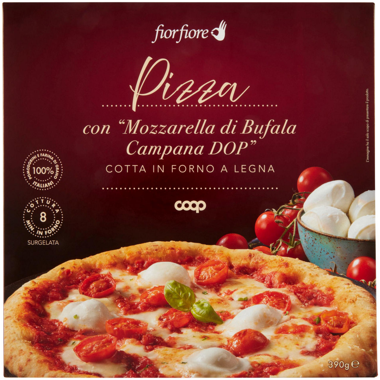 Pizza con mozzarella di bufala campana fiorfiore coop surg. g 390